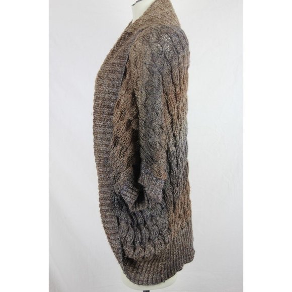 Dressbarn Brown Sparkle Popcorn Knit Short Sleeve Open Shrug Womens Size Large - Picture 3 of 9